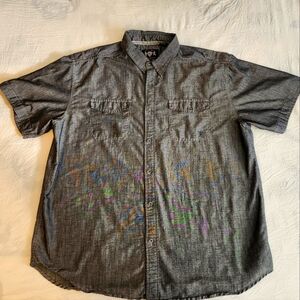 Lions Crest by English Laundry Short Sleeve Grayish Button Down Shirt 2X XXL